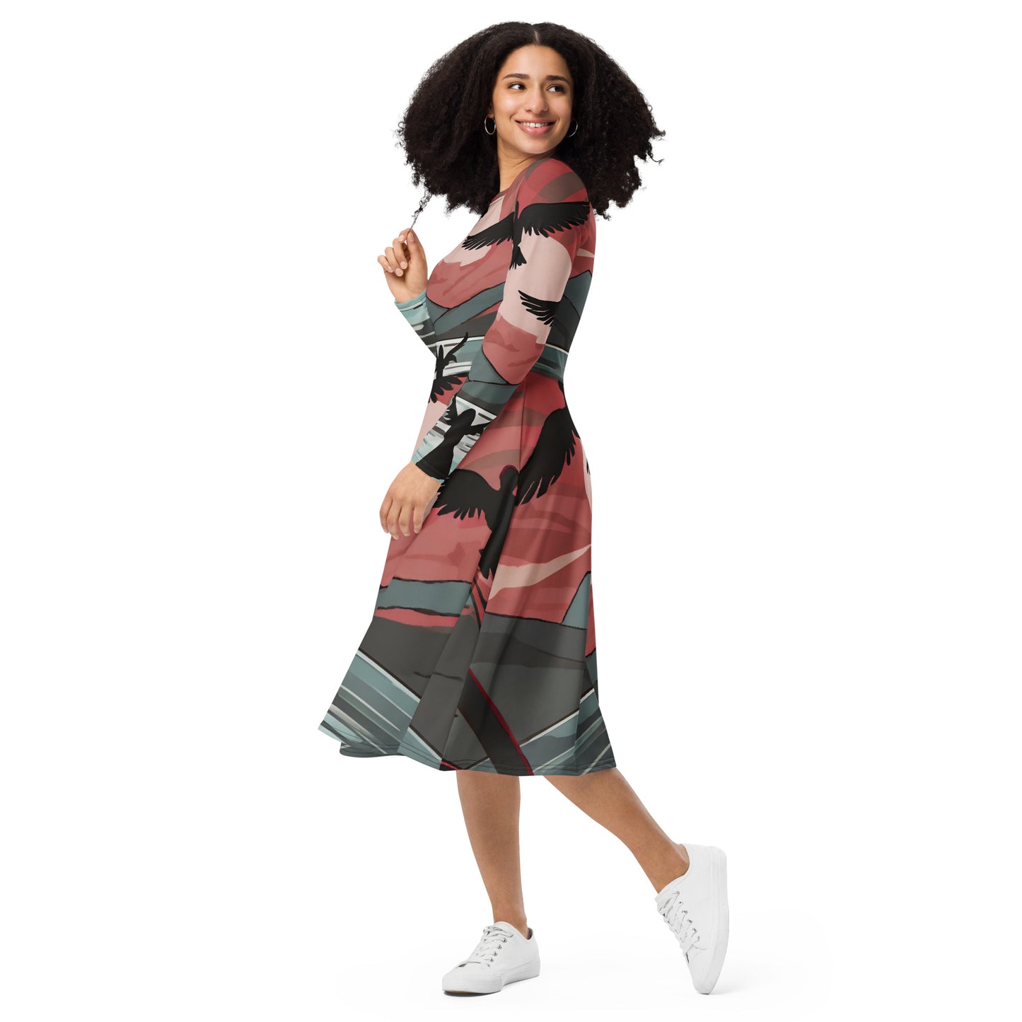 Angel Beach long sleeve midi dress