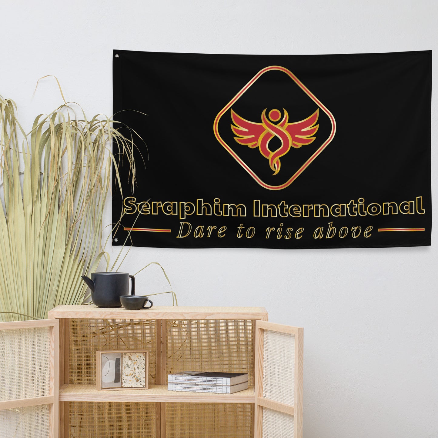 Ebony and Gold Elegant Seraphim International Angel Logo Flag