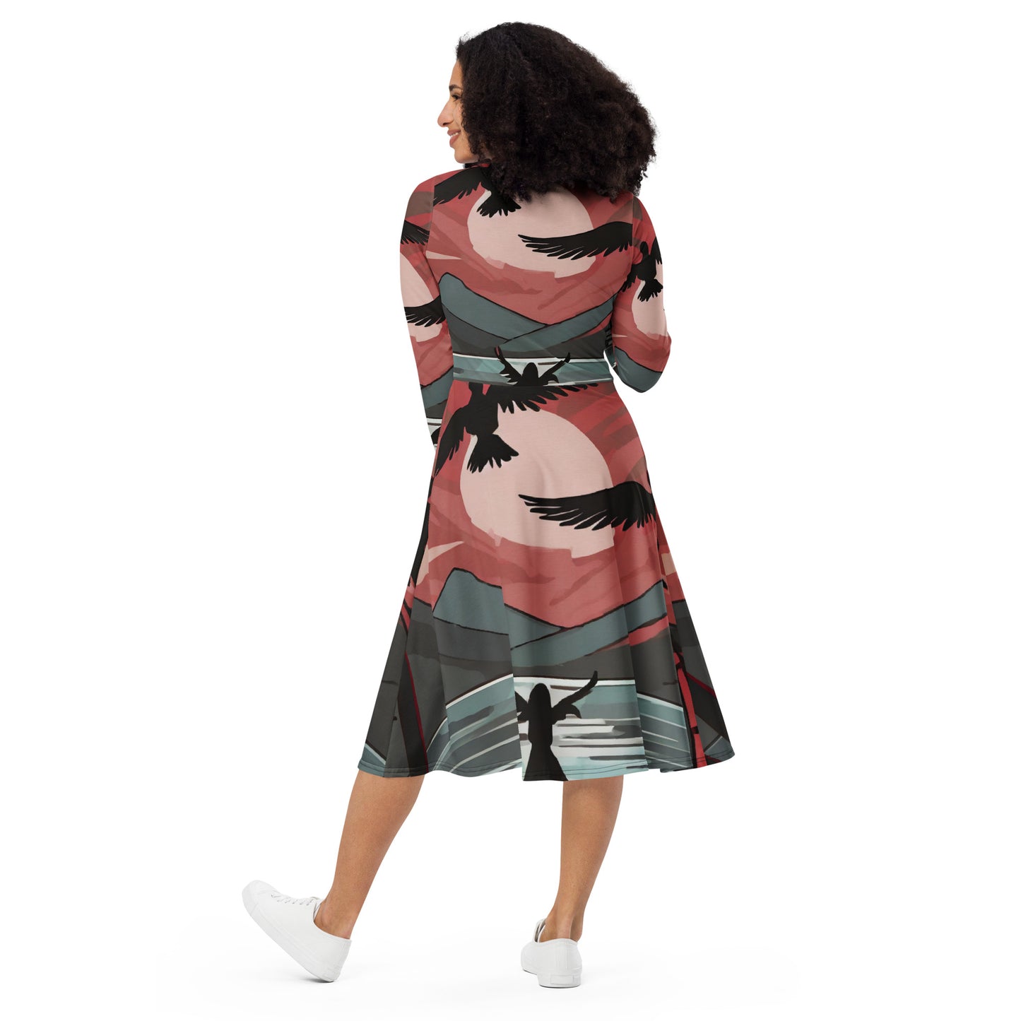Angel Beach long sleeve midi dress