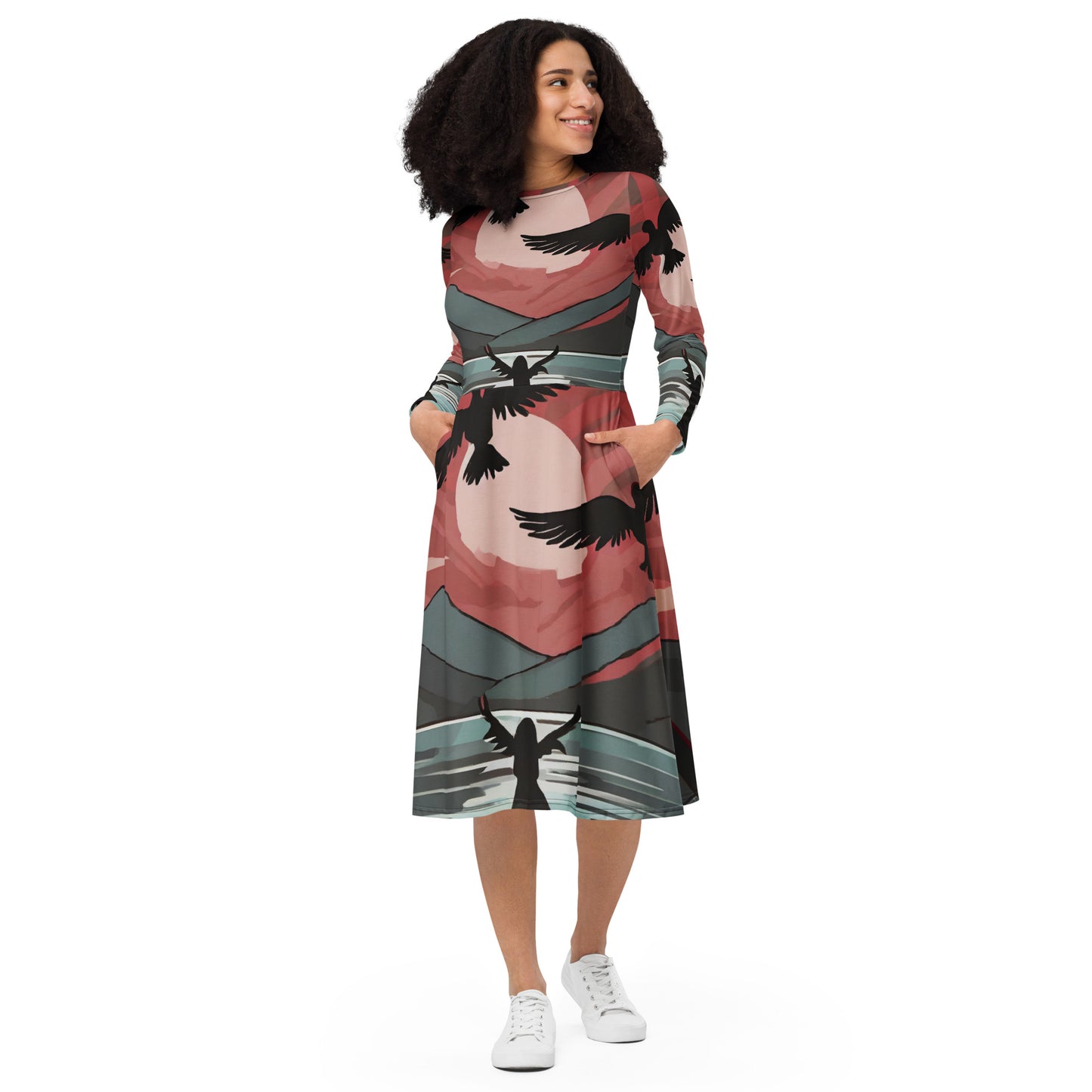 Angel Beach long sleeve midi dress