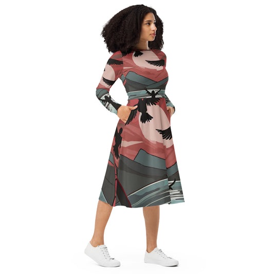 Angel Beach long sleeve midi dress