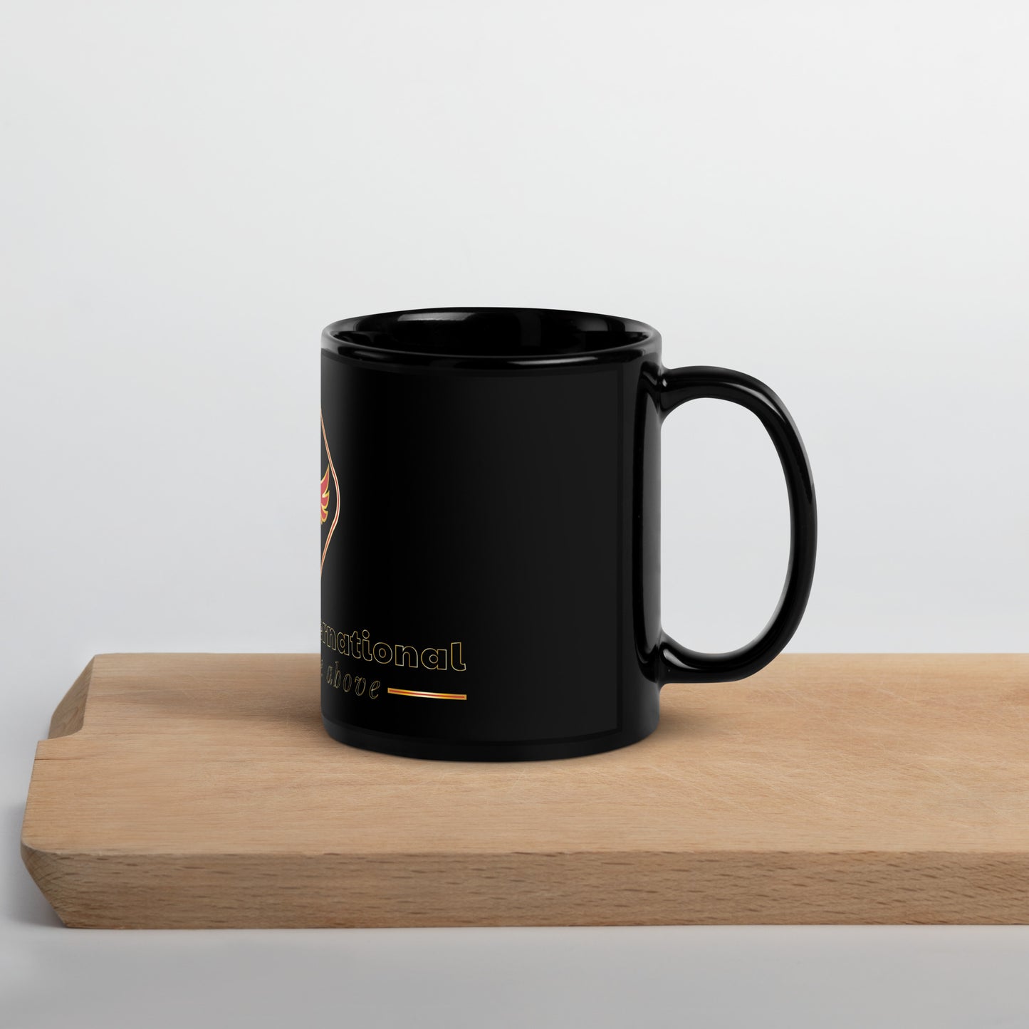 Seraphim International Iconic Angel Logo Black Glossy Mug