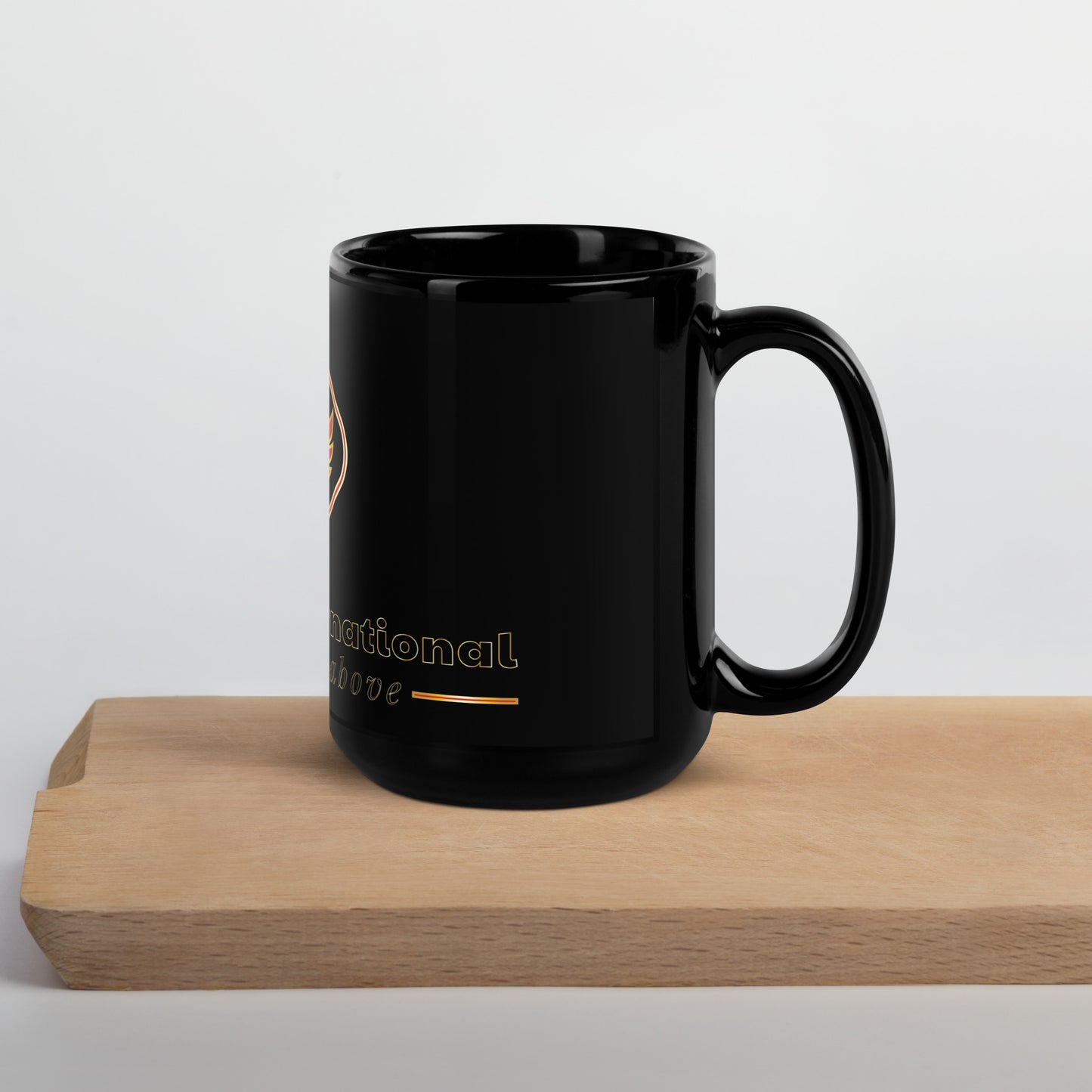 Seraphim International Iconic Angel Logo Black Glossy Mug