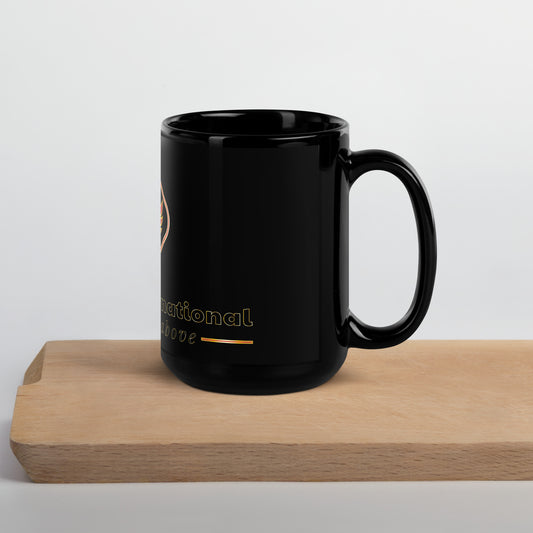 Seraphim International Iconic Angel Logo Black Glossy Mug